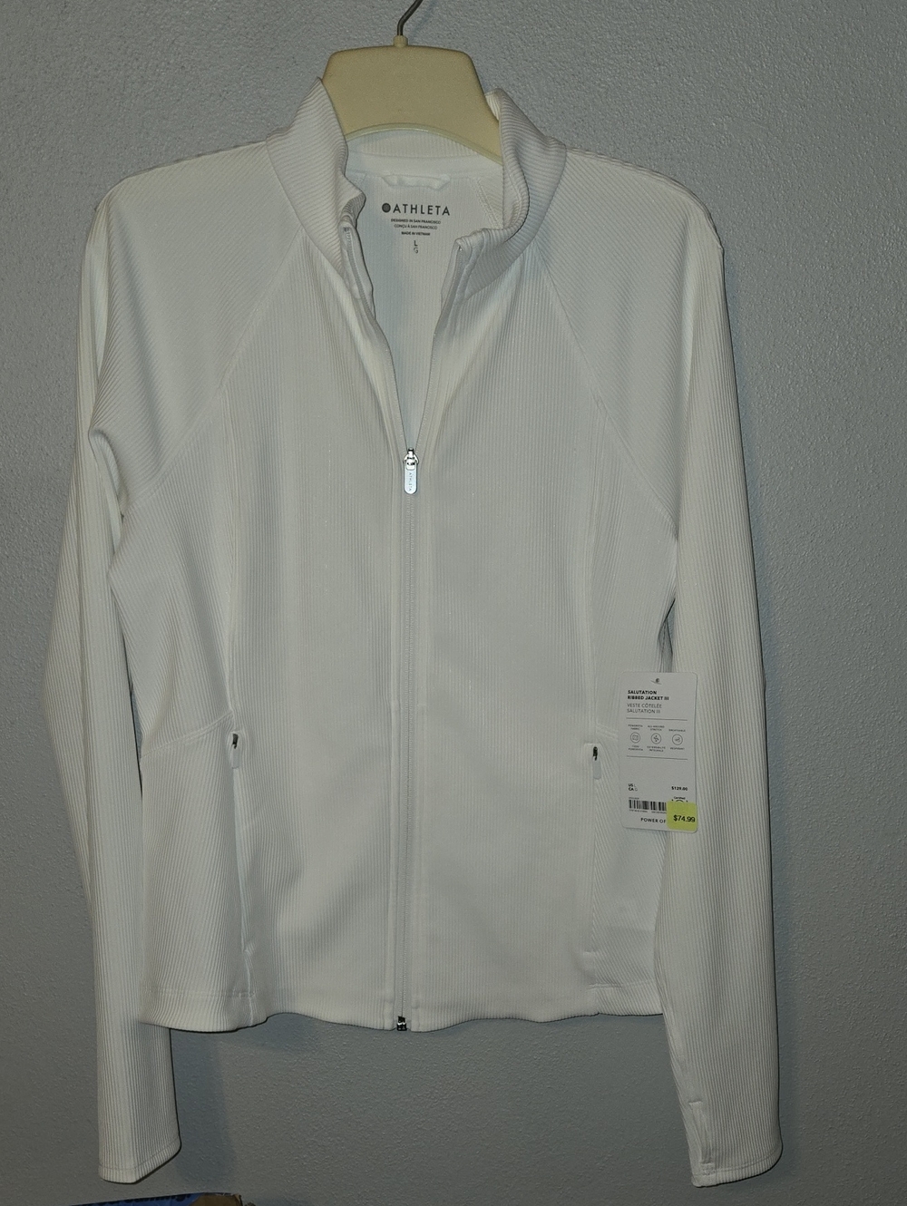 Athleta White Salutation Ribbed Jacket